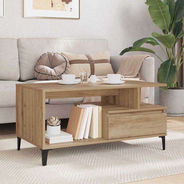 vidaXL Couchtisch Artisan-Eiche 90 x 49 x 45 cm Holzwerkstoff