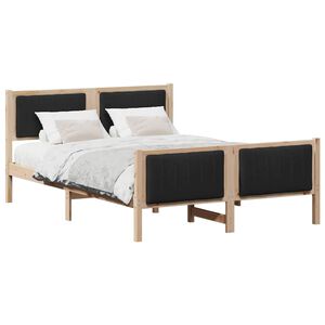 vidaXL Bettgestell Braun und Schwarz 135 x 190 cm Massivholz Kiefer