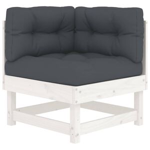 vidaXL Ecksofa mit Kissen Wei&szlig; Massivholz Kiefer
