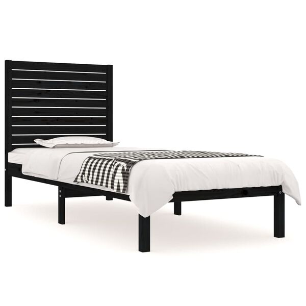 vidaXL Massivholzbett Schwarz 75x190 cm