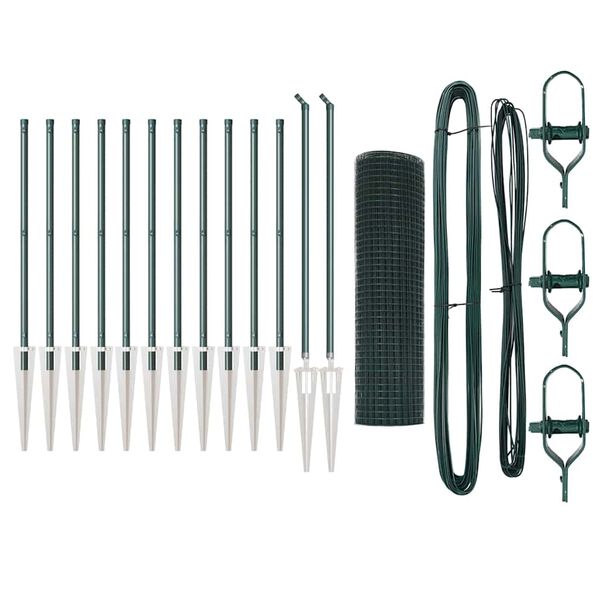 vidaXL Zaunpfosten Grün 25 x 0,6 m (19 x 19 mm Maschen) Stahl und PVC