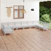 vidaXL 10-tlg. Garten-Lounge-Set Wei&szlig; Massivholz Kiefer