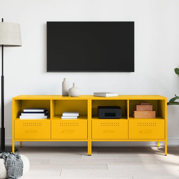 vidaXL TV-Schr&auml;nke 2 Stk. Senfgelb 68x39x50,5 cm Stahl
