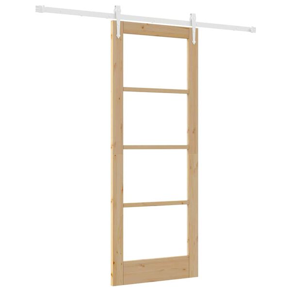 vidaXL Schiebet&uuml;r Natur 78 x 202 cm Massivholz Kiefer und Glas