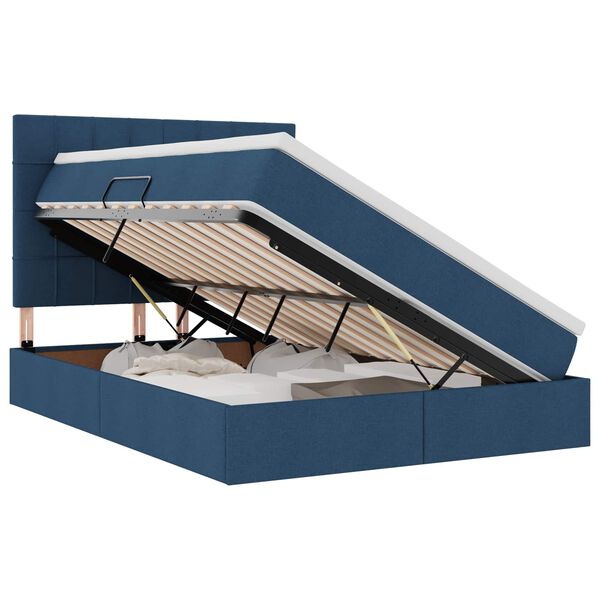 vidaXL Aufbewahrungsbett mit Matratze Blau 140 x 200 cm Polyester