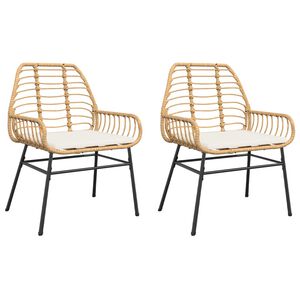 vidaXL Gartenst&uuml;hle 2 Stk. mit Kissen Braun Poly Rattan