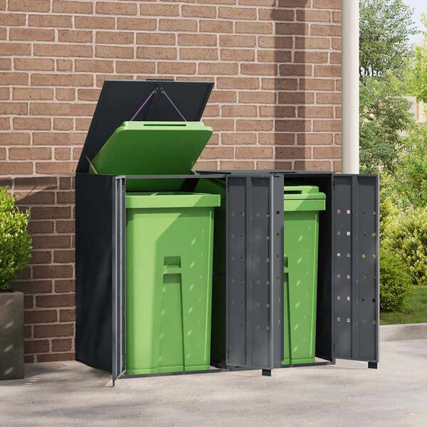 vidaXL M&uuml;lltonnenbox f&uuml;r 2 Tonnen Anthrazit 138x79x117 cm Stahl