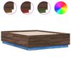 vidaXL Bettgestell mit LED Braun Eichen-Optik 140x190 cm Holzwerkstoff