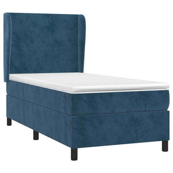 vidaXL Boxspringbett mit Matratze Dunkelblau 100x200 cm Samt