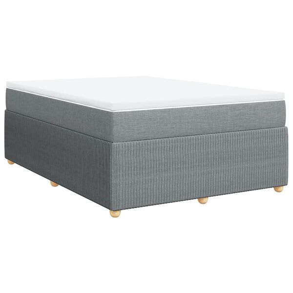 vidaXL Boxspringbett mit Matratze Hellgrau 160x200 cm Stoff