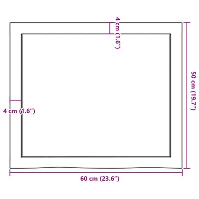 vidaXL Tischplatte 60x50x(2-4) cm Massivholz Eiche Unbehandelt