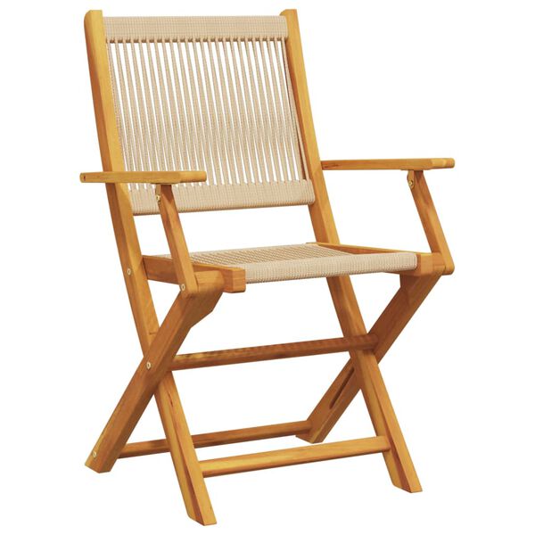 vidaXL Gartenst&uuml;hle 2 Stk. Beige Massivholz Akazie und Polypropylen