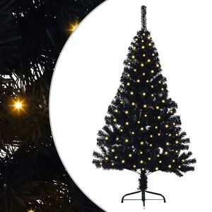 vidaXL K&uuml;nstlicher vorbeleuchteter Weihnachtsbaum Schwarz 150 cm PVC