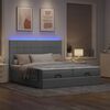 vidaXL Ottoman-Bett mit Matratzen & LEDs Hellgrau 200x200 cm Stoff