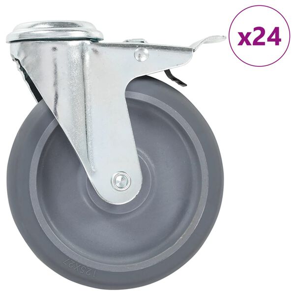 vidaXL 24 Stk. Lenkrollen mit R&uuml;ckenloch 125 mm