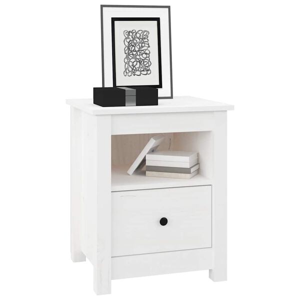 vidaXL Nachttische 2 Stk. Wei&szlig; 40x35x49 cm Massivholz Kiefer