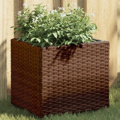 vidaXL Pflanzkübel Braun 36x30x32 cm Poly Rattan