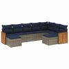 vidaXL 9-teiliges Gartensofa-Set mit Kissen, grau, Polyrattan