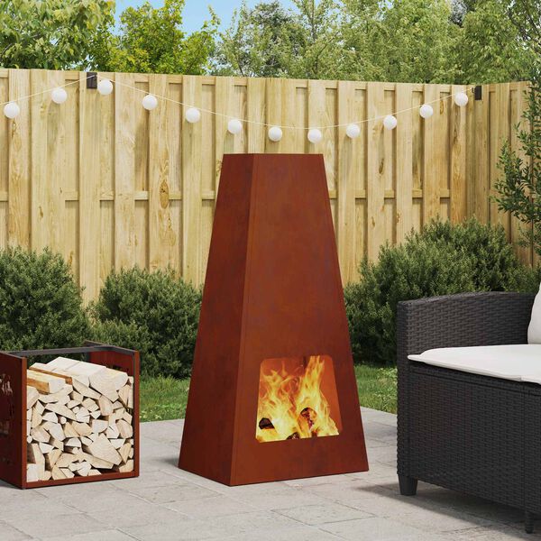 vidaXL Feuerstelle Braun 50 x 35 x 100 cm Wetterfeststahl