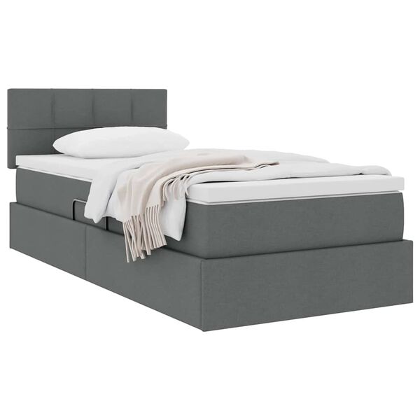 vidaXL Aufbewahrungsbett mit Matratze Dunkelgrau 90 x 200 cm