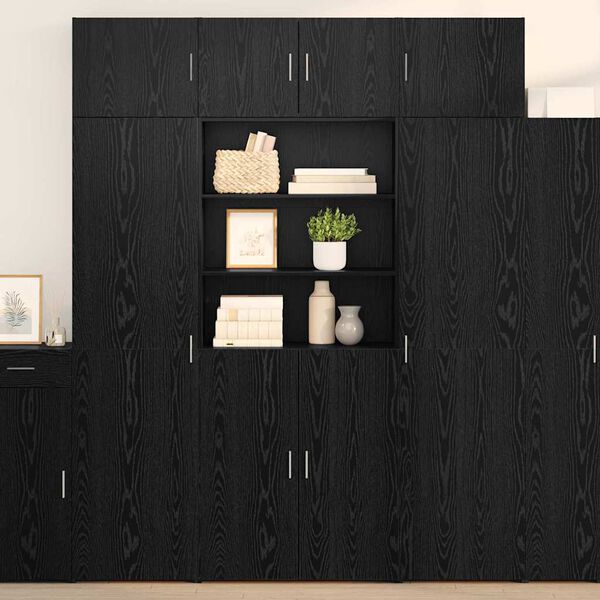 vidaXL Aufbewahrungsschrank Schwarz Eichen-Optik 80 x 42,5 x 225 cm