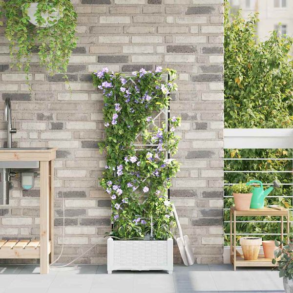 vidaXL Garten-Pflanzgef&auml;&szlig; Wei&szlig; 40 x 40 x 126 cm Stahl