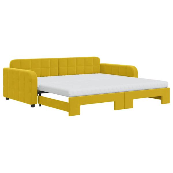 vidaXL Tagesbett Ausziehbar mit Matratzen Gelb 100x200 cm Samt