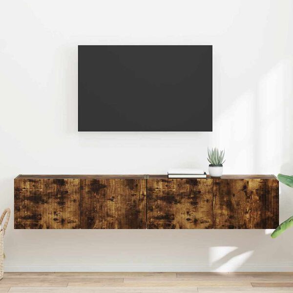 vidaXL TV-Wandschrank 2 pcs Ger&auml;ucherte Eiche 60 x 31 x 29,5 cm