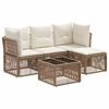 vidaXL Gartensofa-set 5 Stk. Beige Poly-Rattan