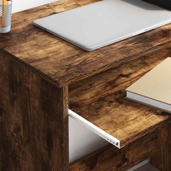 vidaXL Schreibtisch mit Regal Ger&auml;ucherte Eiche 120,5 x 44 x 88,5 cm