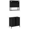 vidaXL Badezimmerm&ouml;bel-Set mit Regal 2 pcs Schwarz Holzwerkstoff