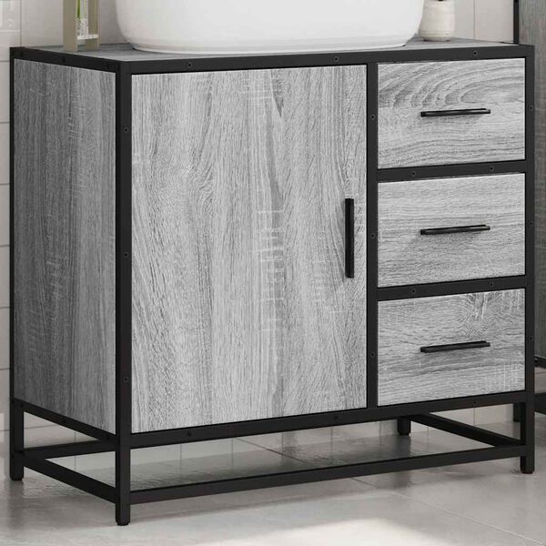 vidaXL Waschbeckenunterschrank Grau Sonoma 65x33x60 cm Holzwerkstoff
