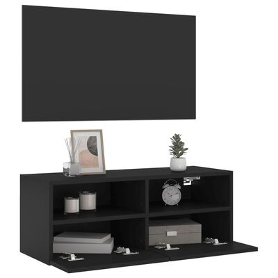 vidaXL TV-Wandschrank Schwarz 80x30x30 cm Holzwerkstoff