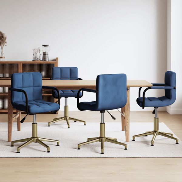 vidaXL Esszimmerst&uuml;hle 4 Stk. Drehbar Blau Samt