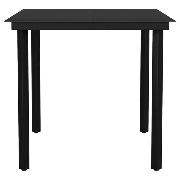 vidaXL Garten-Esstisch Schwarz 80x80x74 cm Stahl und Glas