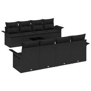 vidaXL Gartensofa-set 9 stk. 8-Sitzanzahl Schwarz Poly-Rattan