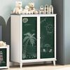 vidaXL Schrank mit zwei T&uuml;ren und Tafel-Front ROROS Grau und Wei&szlig;