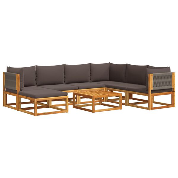 vidaXL 8-tlg. Gartensofa-Set mit Kissen Holz Akazie & Seil