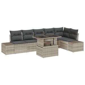 vidaXL Gartensofa-set 7 stk. Hellgrau Poly-Rattan