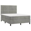 vidaXL Boxspringbett mit Matratze & LED Hellgrau 140x190 cm Samt
