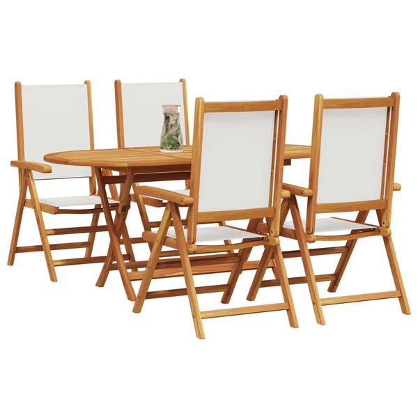 vidaXL Garten Essgruppe 5 pcs Cremewei&szlig; Massivholz Akazie