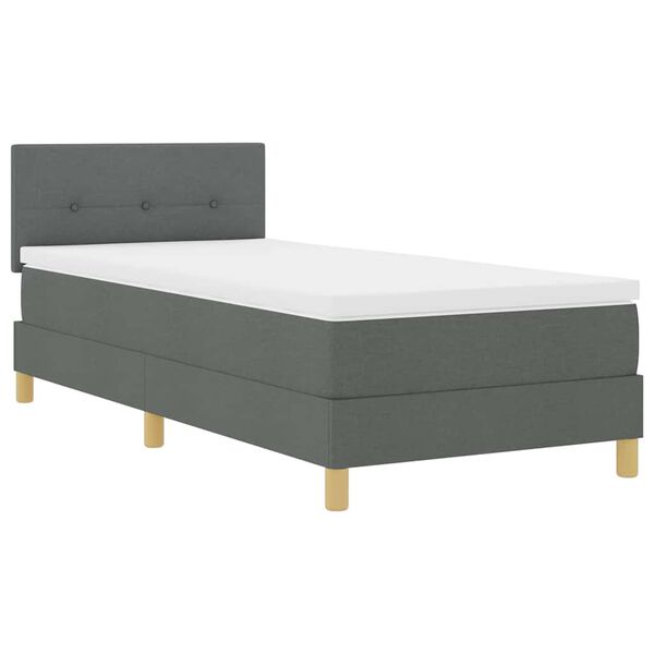 vidaXL LED Boxspringbett mit Matratze Dunkelgrau 90 x 190 cm Stoff