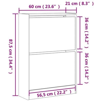 vidaXL Schuhschrank Räuchereiche 60x21x87,5 cm Holzwerkstoff