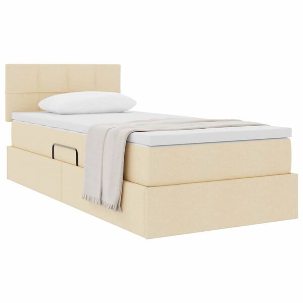 vidaXL Aufbewahrungsbett mit Matratze Creme 100 x 200 cm Holzwerkstoff