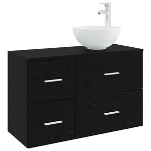 vidaXL Badezimmerm&ouml;bel-Set 2 stk. Schwarz Eichen-Optik