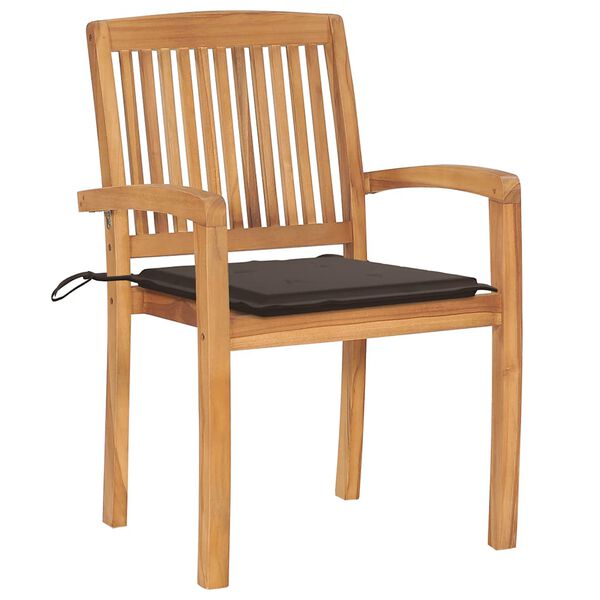 vidaXL Stapelbare Gartenst&uuml;hle mit Kissen 8 Stk. Massivholz Teak