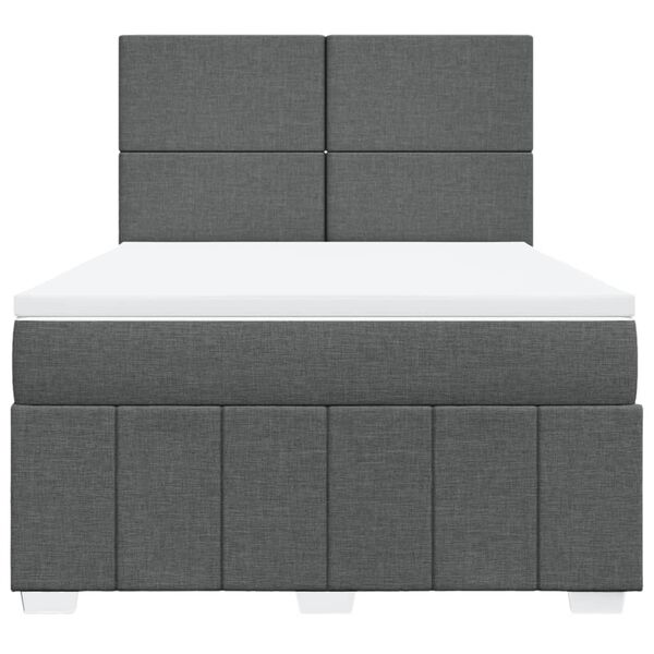 vidaXL Boxspringbett mit Matratze Dunkelgrau 140x200 cm Stoff