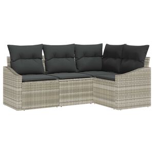 vidaXL Gartensofa-set mit Kissen 4 pcs Hellgrau Poly-Rattan
