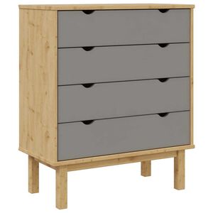 vidaXL Schubladenschrank OTTA Braun&Grau 76,5x39,5x90 cm Massivholz