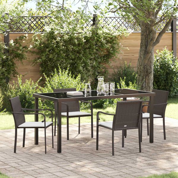 vidaXL Garten Essgruppe 5 pcs Braun und Schwarz PE-Rattan